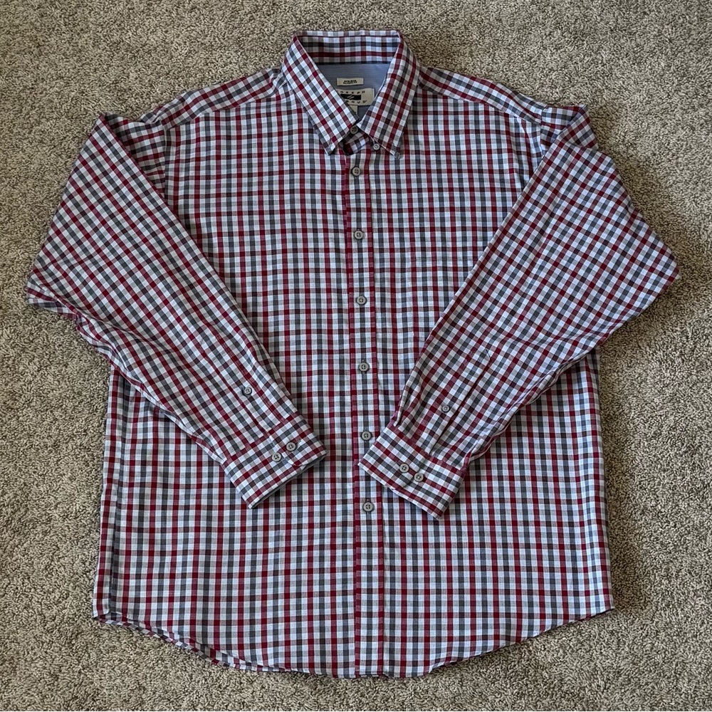Joseph Abboud Button Down Collar Long Sleeve plaid Dress Shirt size Large